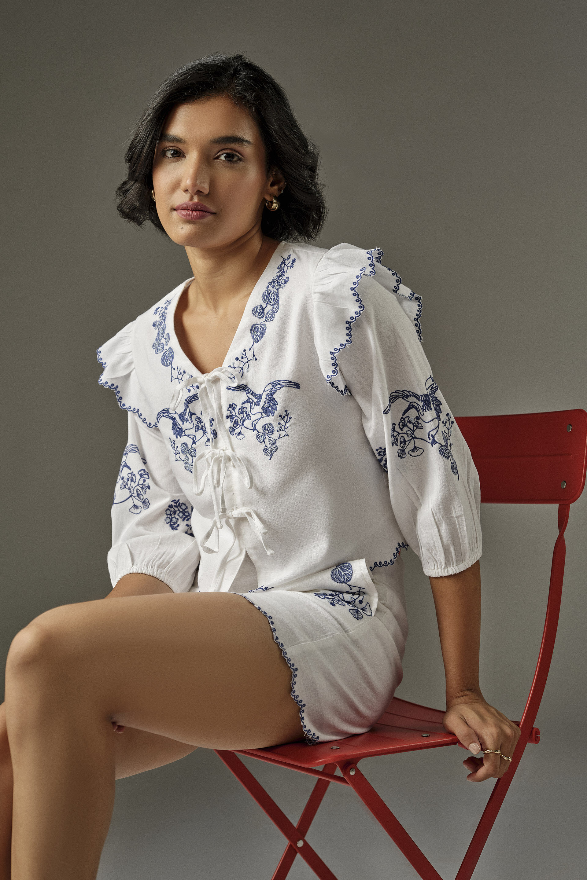 Elegant Embroidered Co-ord in White, White, image 2